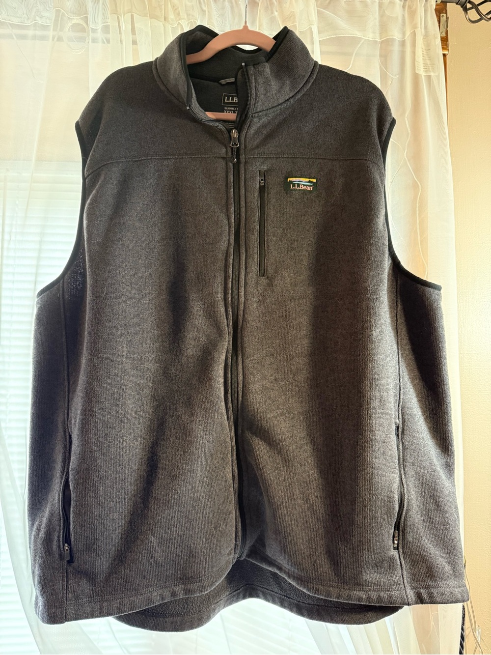 L.L. Bean Men's Dark Gray Full-Zip Fleece Vest